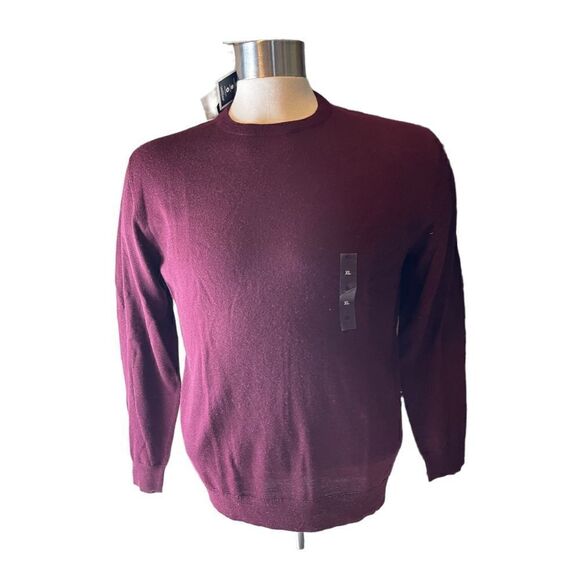 NWT Club Room round Neck Cashmere Burgundy Sweater size XL - Picture 1 of 8